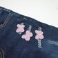Little Girls Elastic Band Embroidered Butterfly Stretchy Soft Denim Slim Pants Jeans