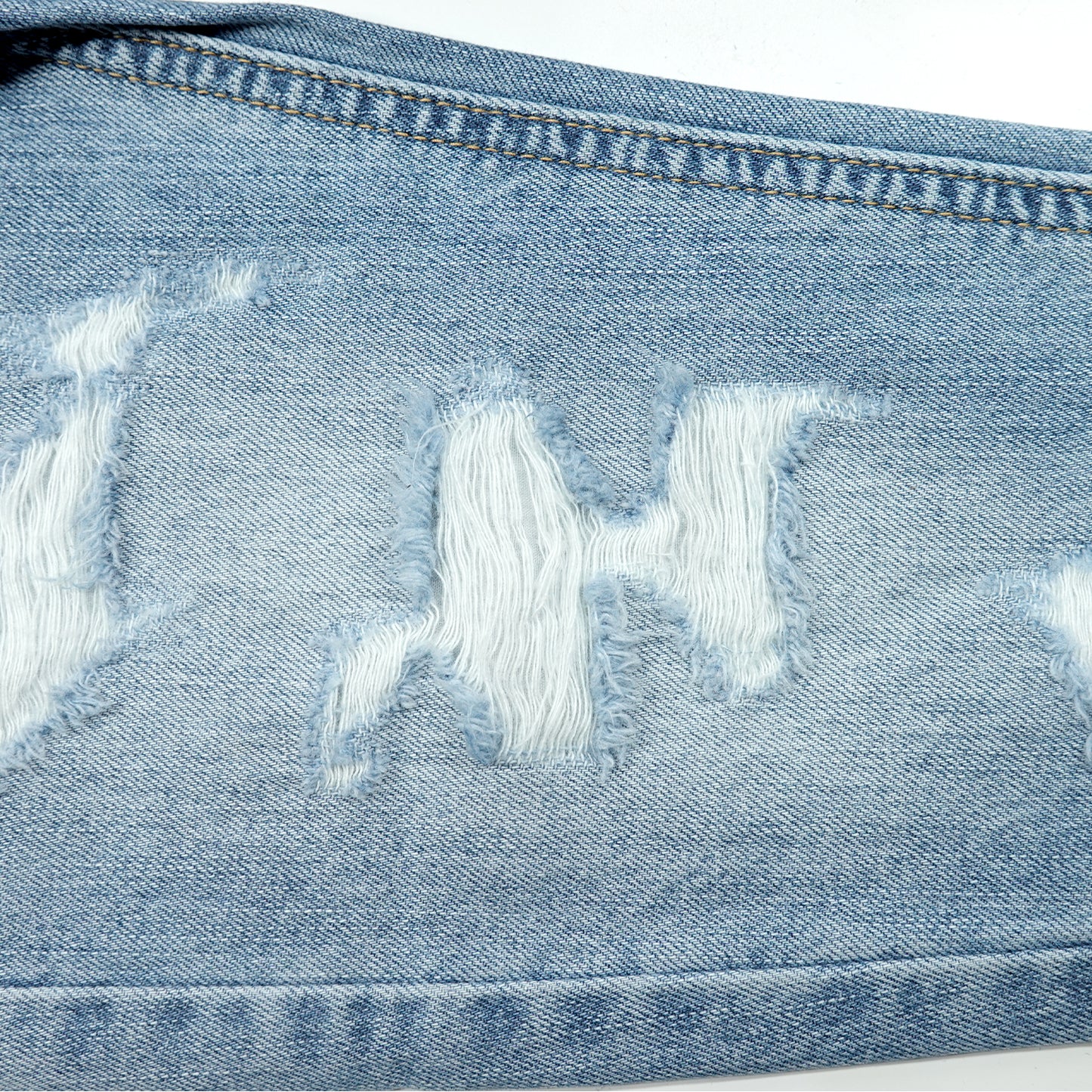 Little Girls Elastic Band Ripped Holes Denim Pants Jeans