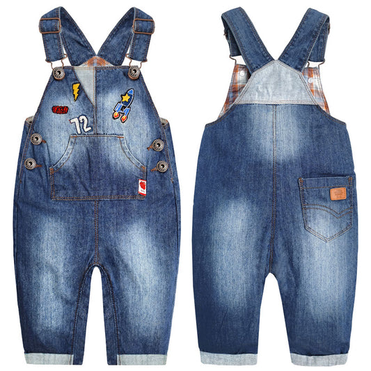Fashion Baby Denim Overalls Embroidered Jumpsuit