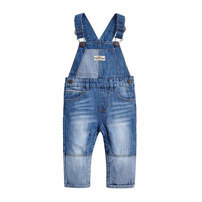Infant Easy Diaper Changing Patched Jeans Overalls