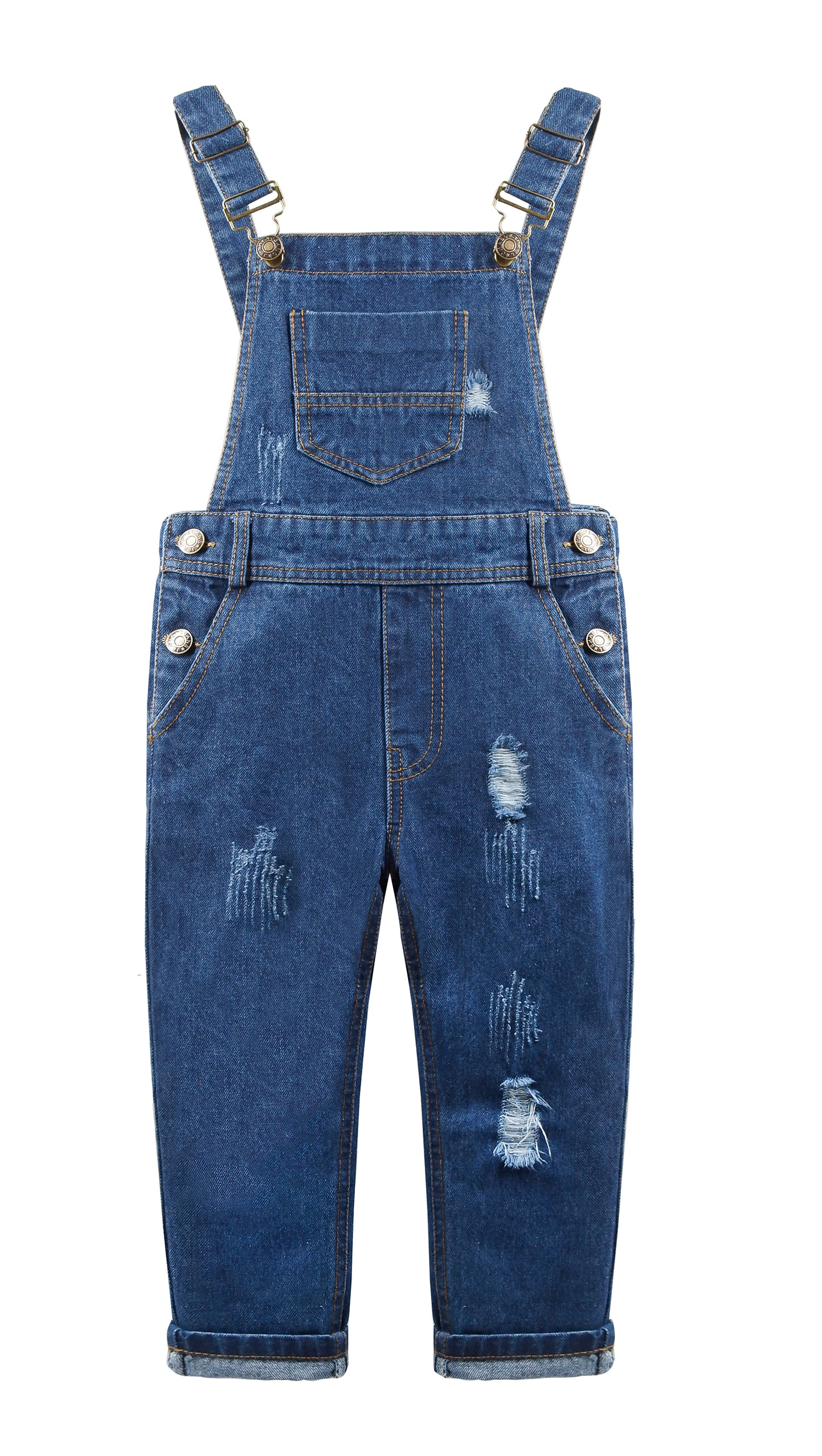 Boys Girls Jeans Overalls Baby Ripped Denim Workwear