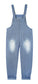 Kidscool Space Girls Vertical Pocket Ripped Fashion Water Washed Processing Denim Overalls - Kidscool Space