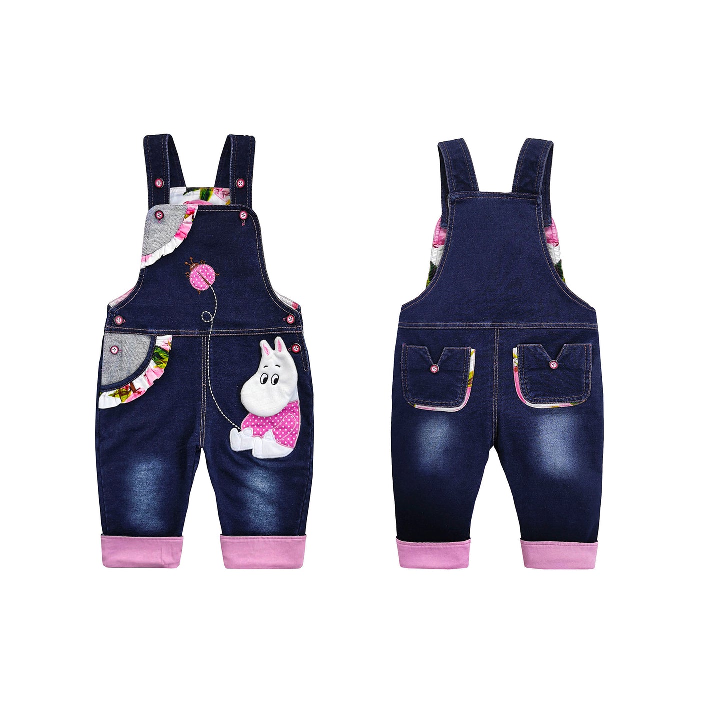 Baby Cartoon Hippo Soft Knitted Jeans Skin-friendly Overalls