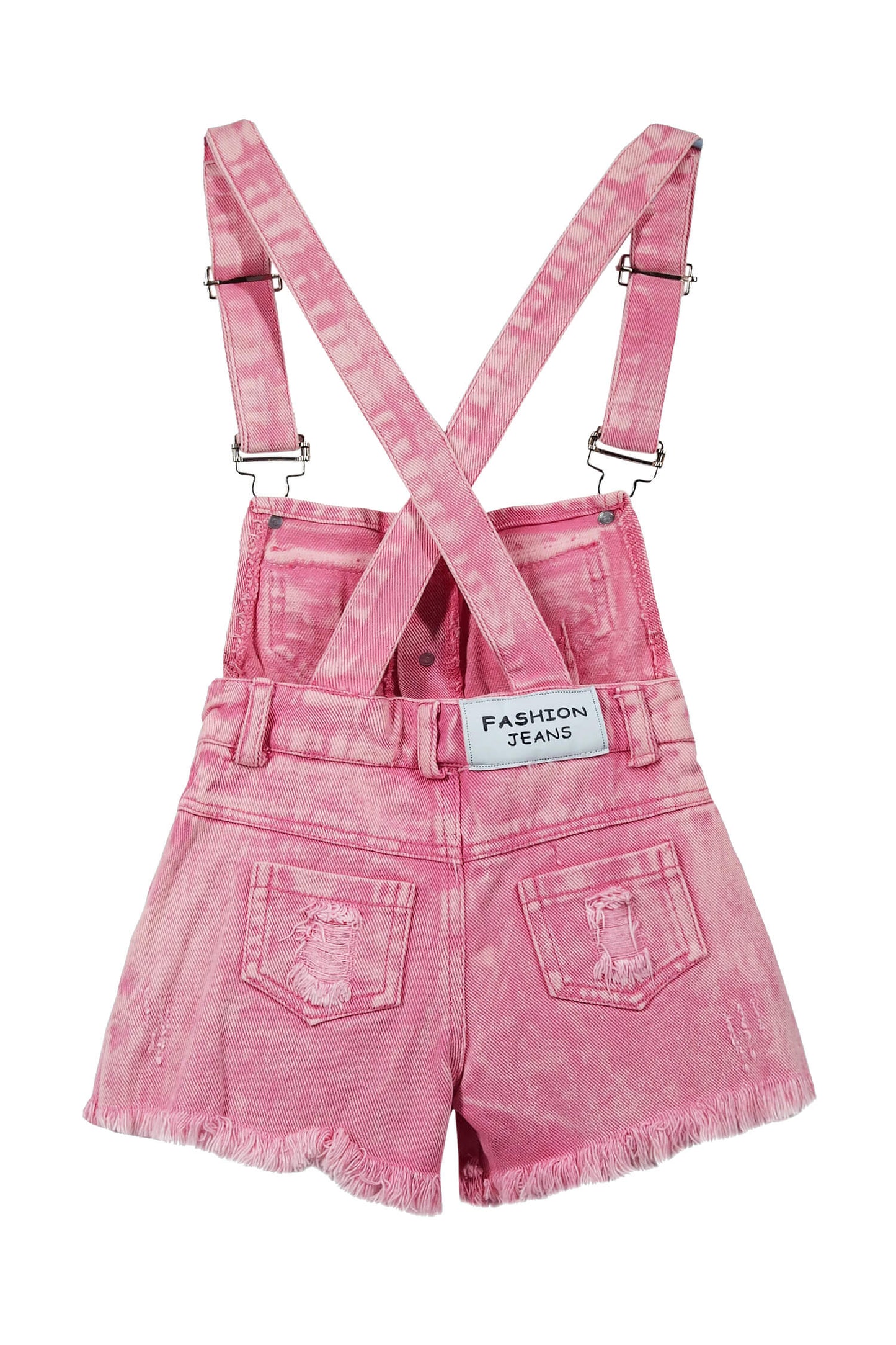 Stylish Pink Kids Denim Overalls Shortalls