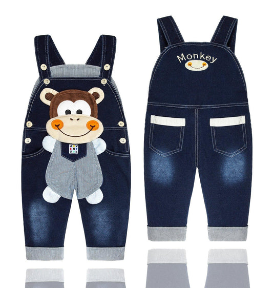 Kidscool Space Baby Cotton 3D Cartoon Monkey Soft Knitted Jeans Overalls - Kidscool Space