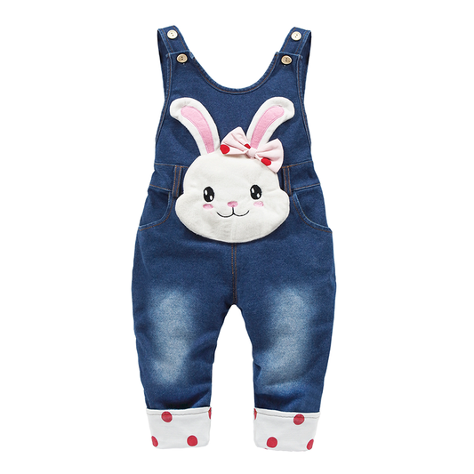 Toddler Baby Cartoon Bunny Knitted Jeans Overalls