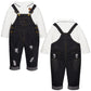 Toddler Ripped White Polo Front Pocket Overalls Set