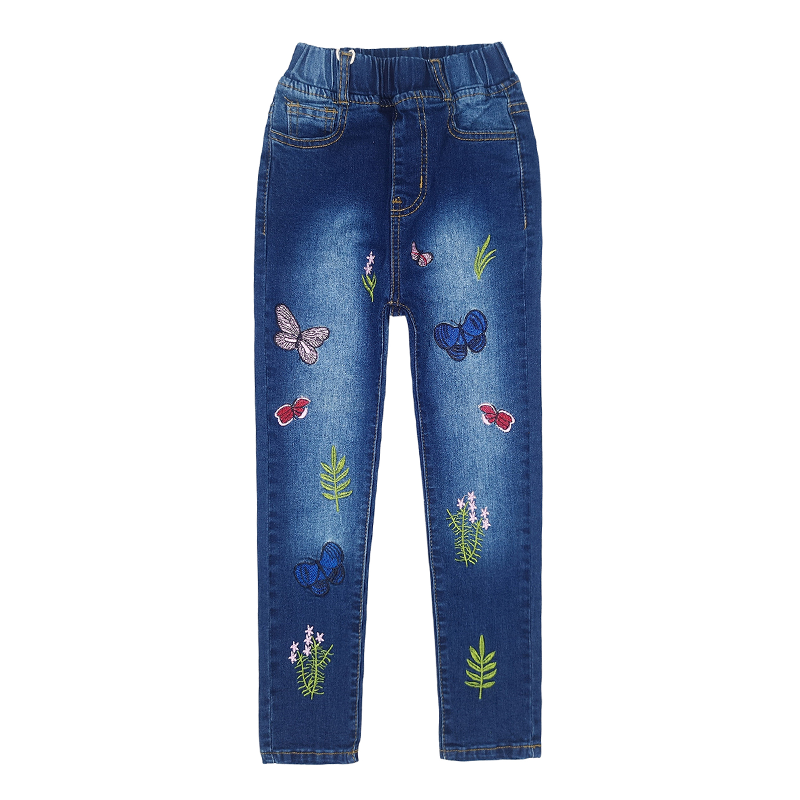 Kidscool Space Little Big Girls Butterfly Grass Slim Jean Pants