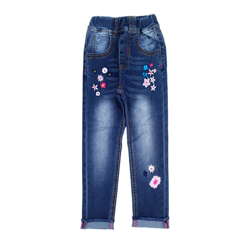 Girls Embroiderd Flower Decor Slim Jeans Pants – Kidscool Space