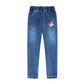 Little Girls Embroidery Slim Jeans Pants