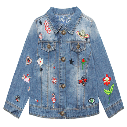 Girls Dazzling Embroidered Denim Outfits