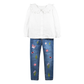 Girls Knitted Pullover Shirt Embroidery Jeans Pants Set