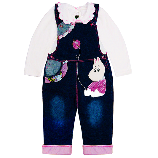 Toddler Lovely Hippo Knitted Overalls Pants Set