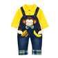 Toddler Monkey Jeans Overalls & Bear Shirt Set